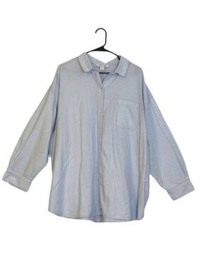 Old Navy Striped Boyfriend Shirt Womens 2X Plus Size Oversized Cotton Casual